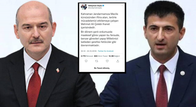 Süleyman Soylu, AKP'ye katılan Mehmet Ali Çelebi için "şerefsiz FETÖ'cüler gibi davranıyor" dediği tweetini sildi