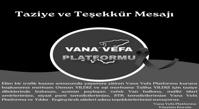 Van'a Vefa Platformu'ndan 'teşekkür' mesajı
