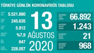 Türkiye'de koronavirüsten 21 kişi hayatını kaybetti