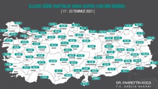 İllere göre haftalık vaka haritası yayınlandı
