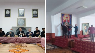 Erdoğan'ın Hüseyin Gazi Cemevi ziyareti öncesi yerleri değiştirilen resimler eski yerlerine asıldı