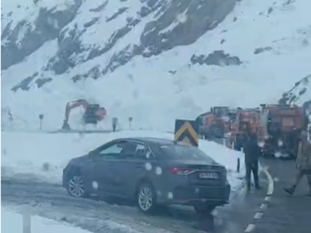 Van-Hakkari yolu çığdan kapandı (VİDEO)